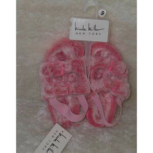 Nicole Miller  Hot Pink Tie Die Faux Fur Sandals TODDLER  Size US 9 NEW